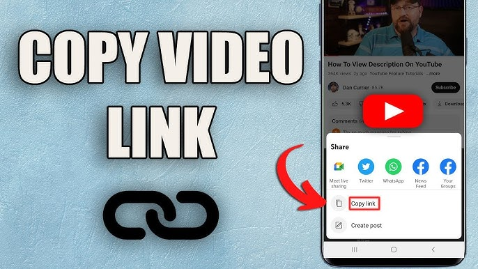 How to copy a YouTube video link — step 1